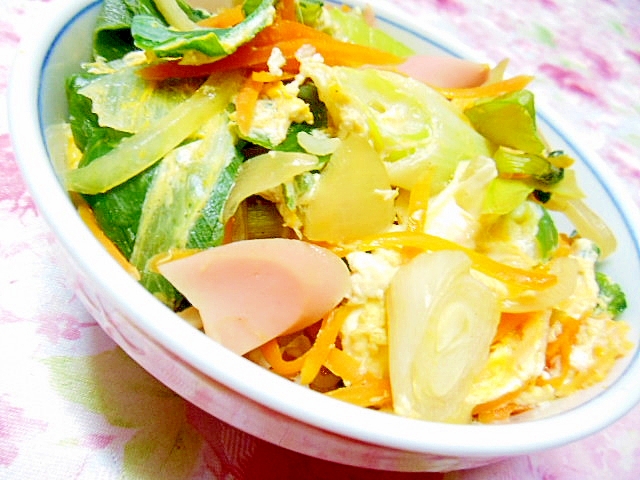 貝柱スープｄｅ❤魚肉ソーセージと彩り野菜の卵丼❤