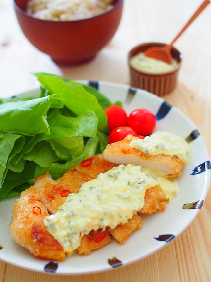 鶏むね肉でやわらか 揚げないチキン南蛮 レシピ 作り方 By A Kitayan 楽天レシピ 鶏むね肉でやわらか 揚げないチキン南蛮 レシピ 作り方 By A Kitayan 楽天レシピ