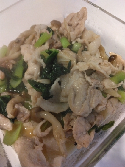 豚肉としめじ小松菜の甘辛炒め