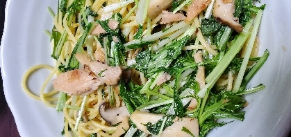 水菜とツナのさっぱりパスタ