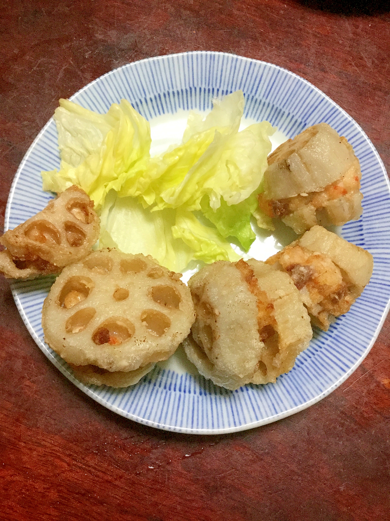 海老と豚の蓮根の挟み揚げ