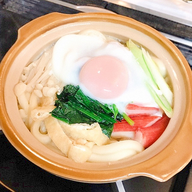 今日はこれで温まりましょう☆鶏団子鍋焼きうどん