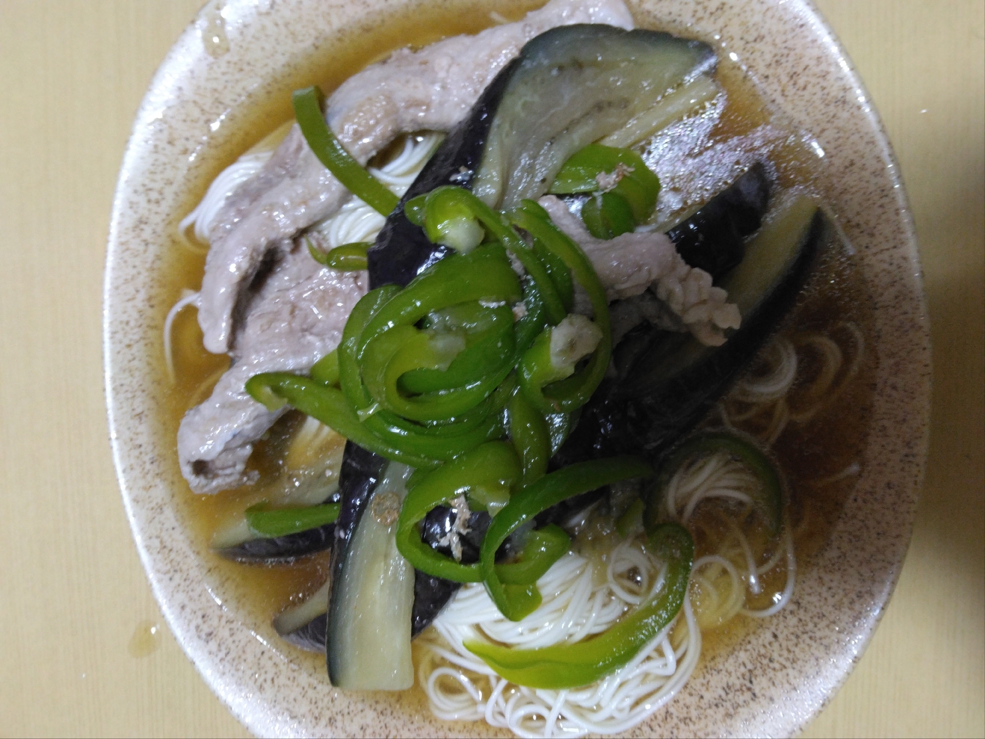 ピーマンとナスの煮浸しそうめん