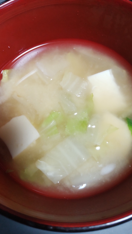 白菜玉ねぎ豆腐の味噌汁