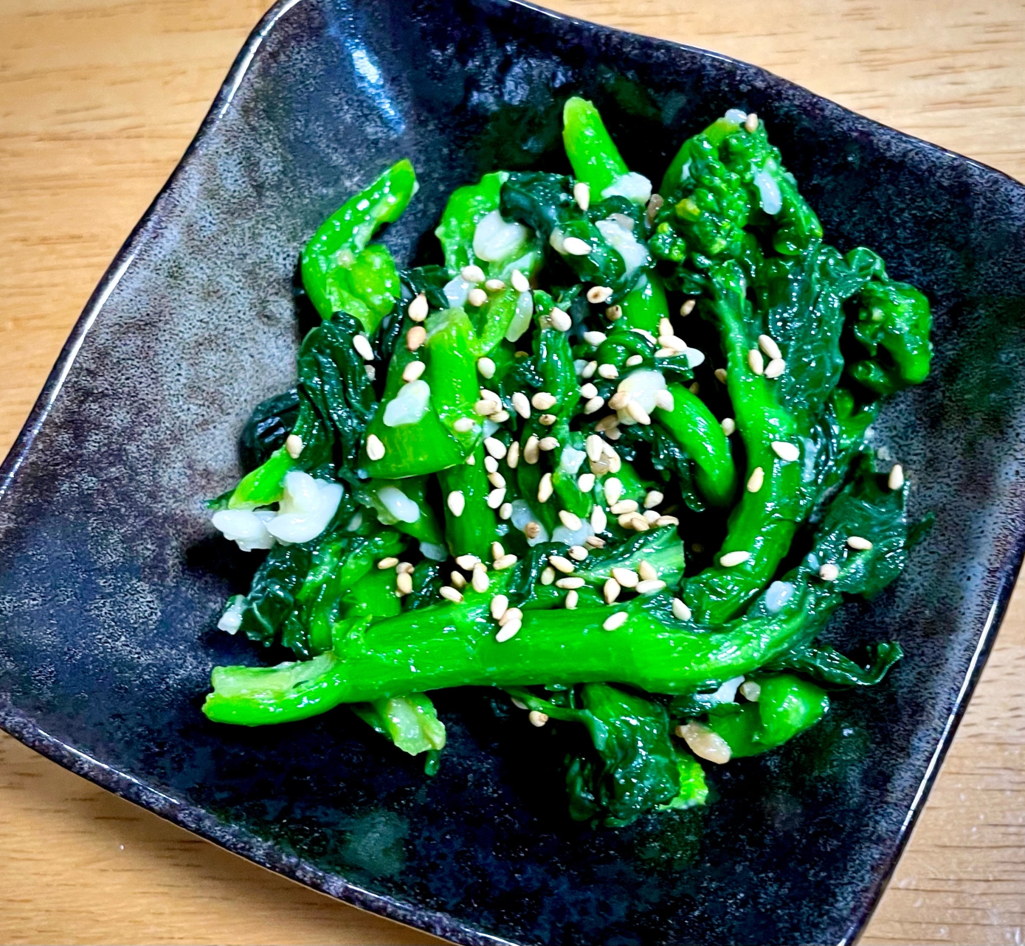 菜の花の塩麹からし和え