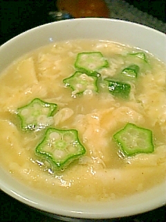 オクラと卵のふわトロ中華スープ♪