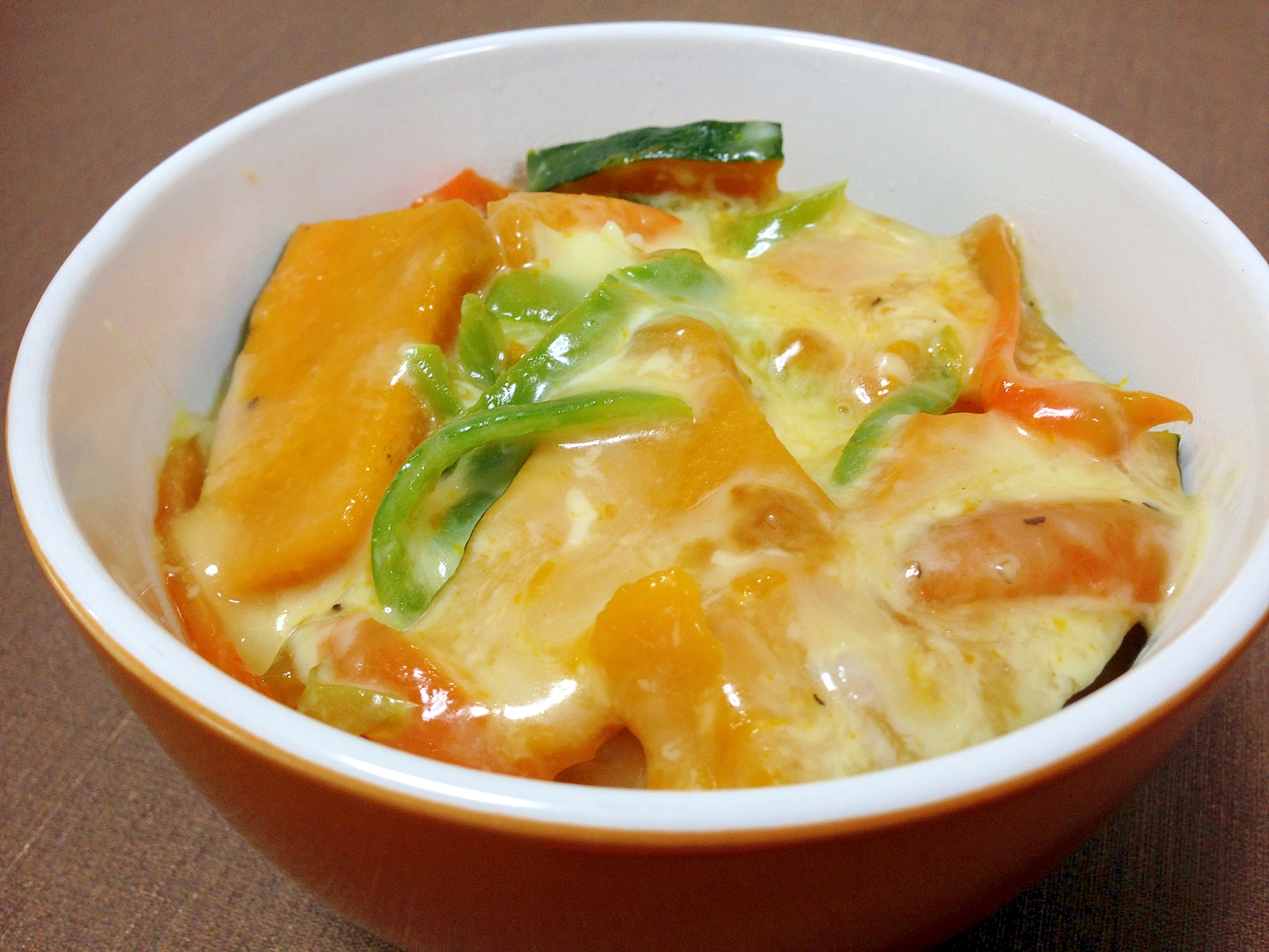 子どもが喜ぶ☆ピーマンとかぼちゃのチーズ丼