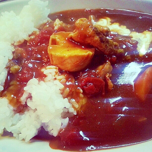 鶏ハムとトマトの♡ズボラカレー