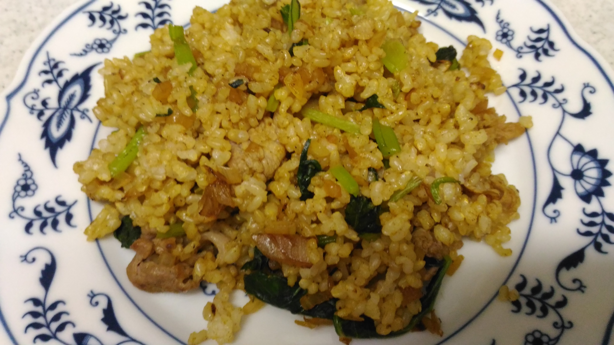 豚肉と小松菜のカレーチャーハン