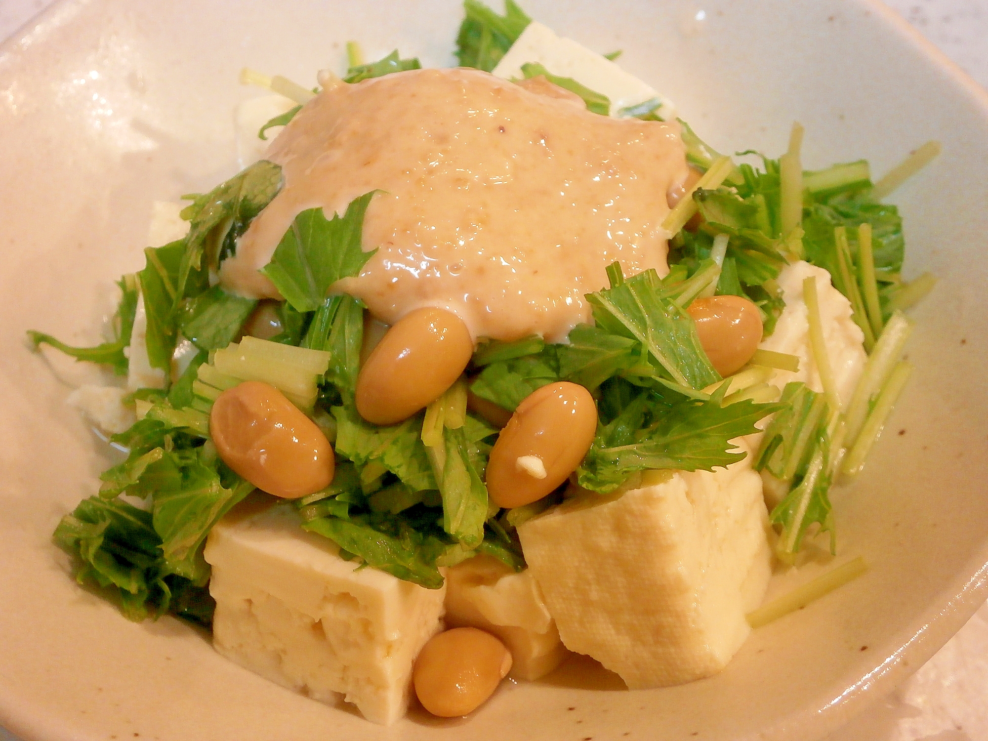 豆腐と水菜のサラダ