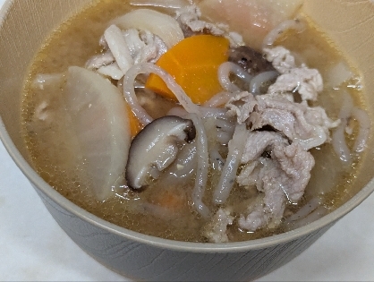 アレンジOK！糸こんにゃく&根菜で❤早い豚汁♪