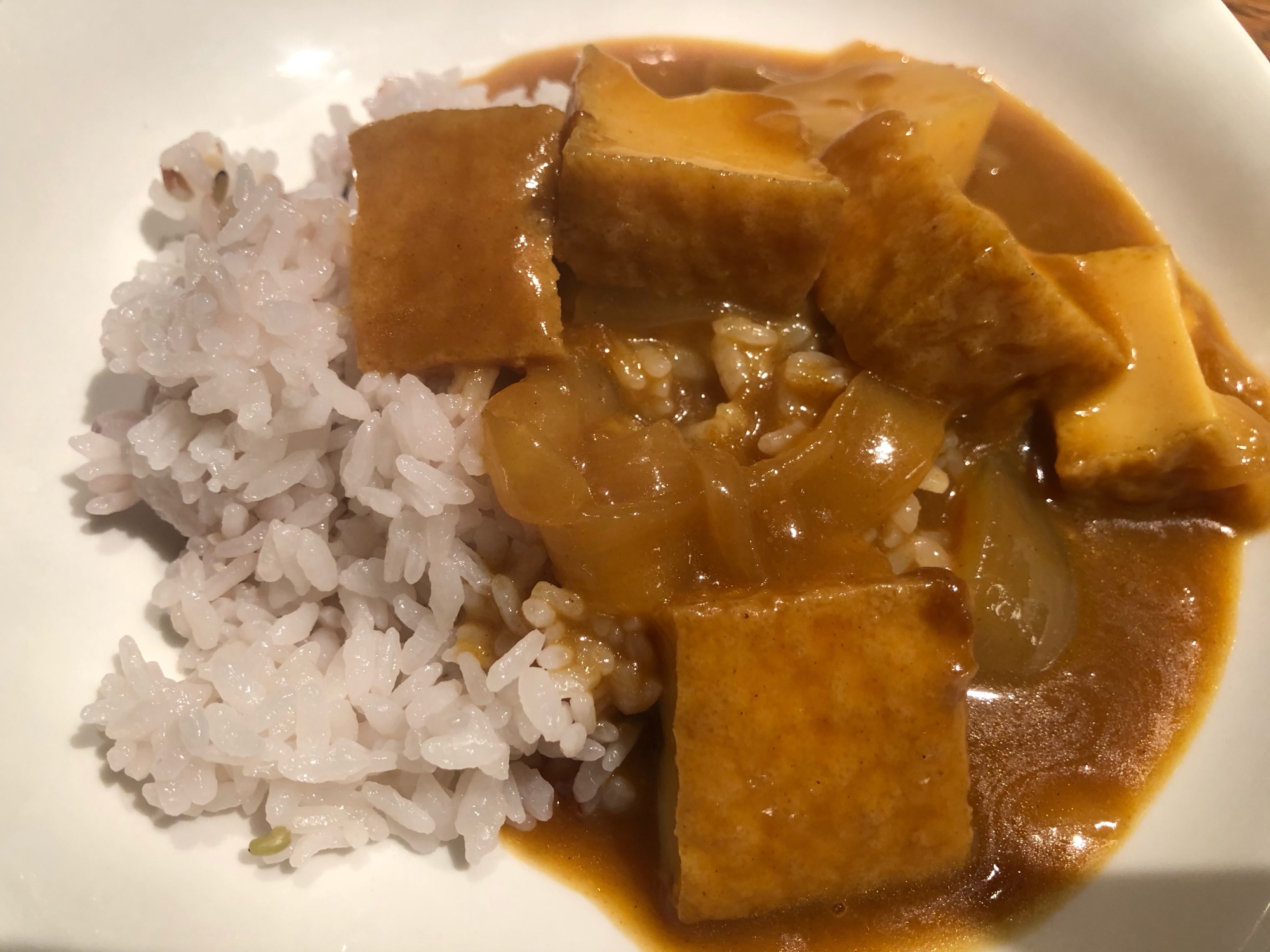 鶏ハム残りスープ使用★肉なしカレー