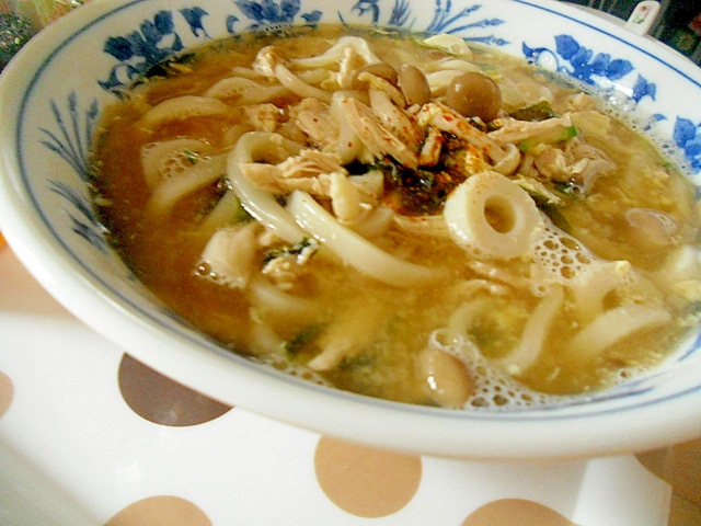 鶏ちくわうどん　バンバンジーをリメイク☆