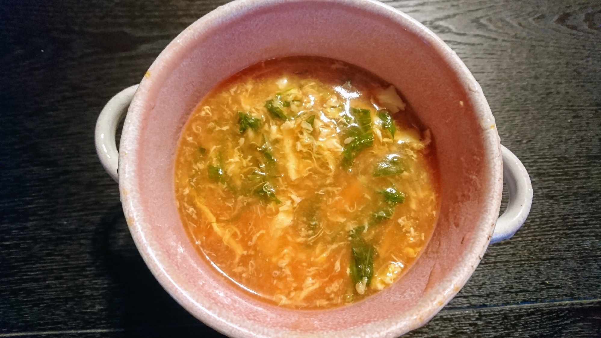 サラダ水菜のトマト中華スープ