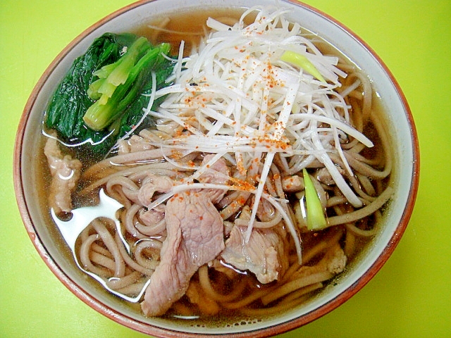 豚と白髪ネギのあったか蕎麦