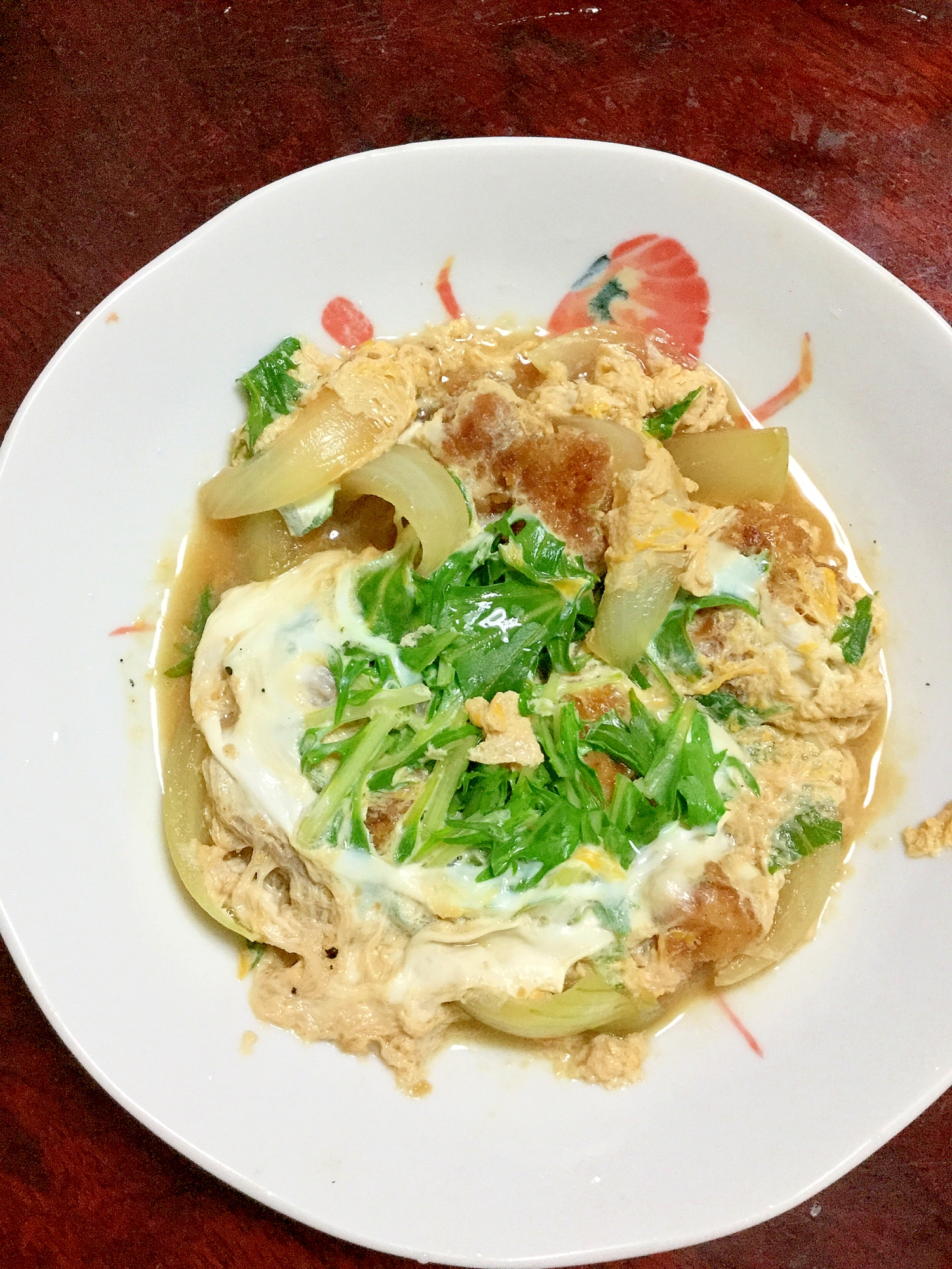 チキンカツと水菜の卵とじ【ご飯が進むおかず！】