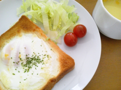 ちょっと焼きすぎちゃいましたが、コレいいですね！！
朝ごはんにぴったり☆
見栄えがよくなる上にフライパンを使わなくていいなんて楽チン♪