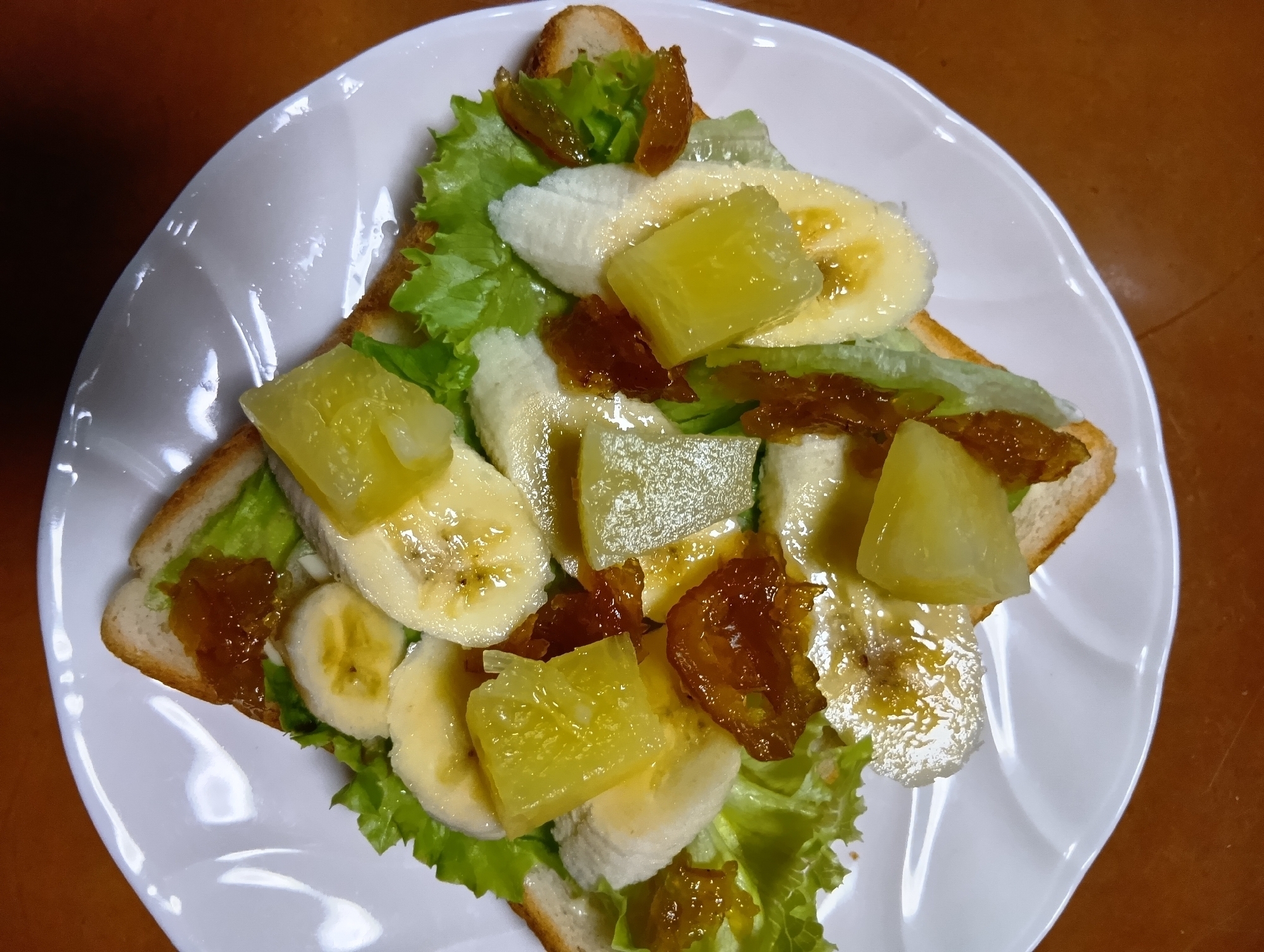 ゆずジャム♡パインとバナナのフルーツオープンサンド