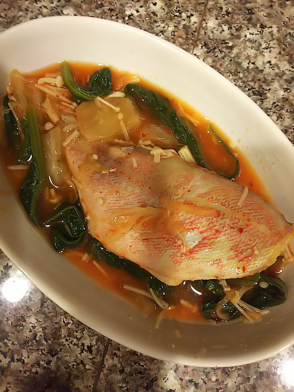 赤魚と小松菜のキムチ煮