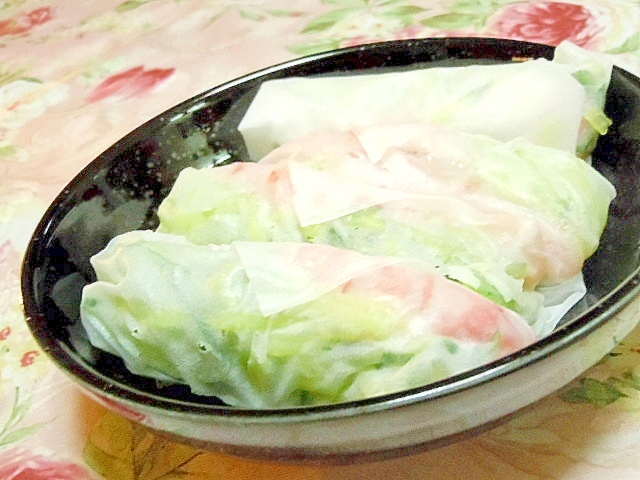 ツーンと味わう❤甘エビと胡瓜と大葉の生春巻き❤