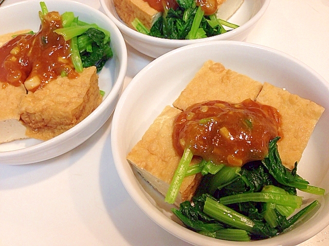 ご飯が進みます☆厚揚げと小松菜の甘味噌がけ