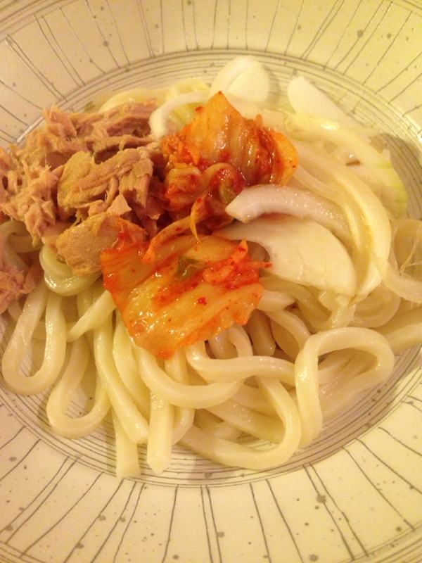 レンジで簡単！ツナとキムチの冷めたいうどん