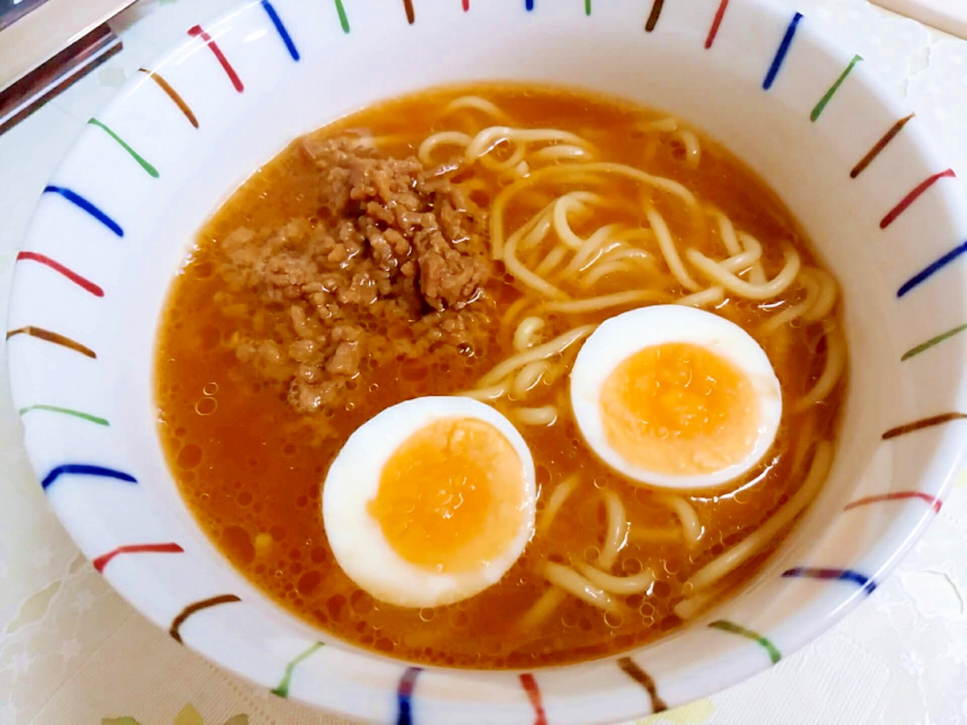 肉味噌ゆで卵味噌ラーメン