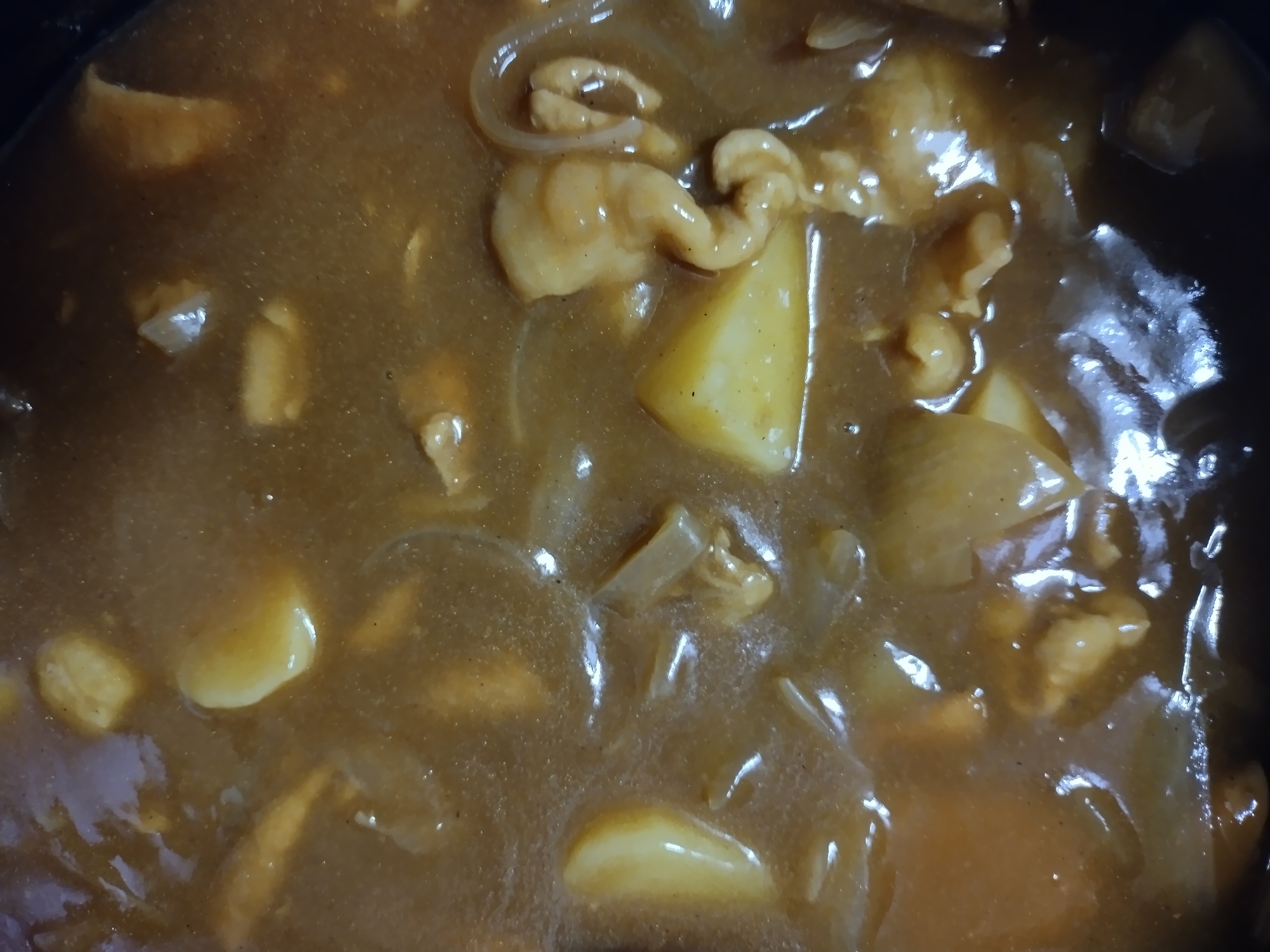 鶏肉の皮で、柔らかいモツカレー