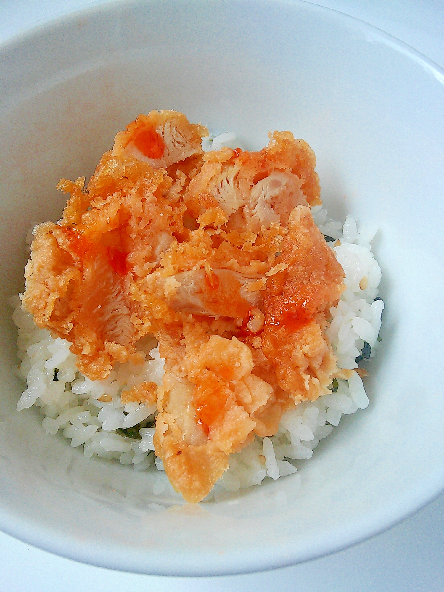 鶏の唐揚げアレンジ★わかめ混ぜご飯★ラー油風味