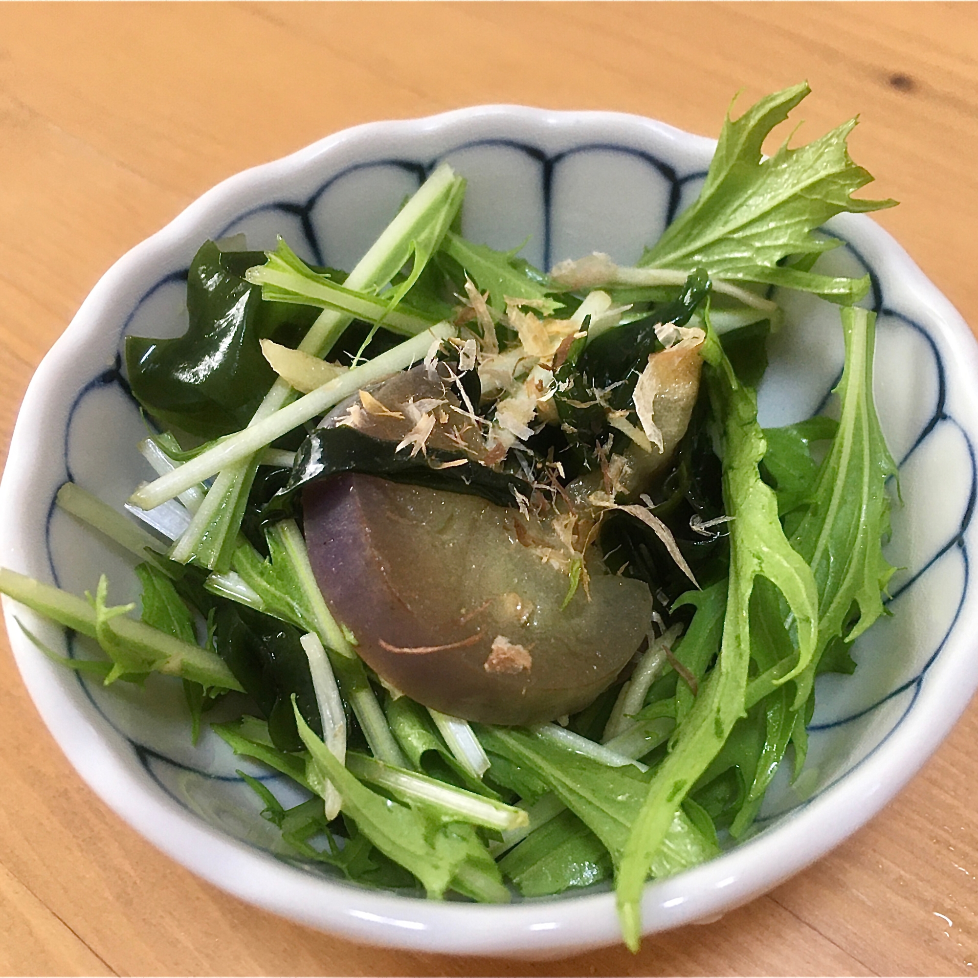 さっぱりおつまみ＊茄子と水菜の生姜ポン酢サラダ