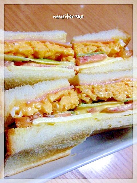 トマト 卵 ハムのトーストサンド レシピ 作り方 By ねうしとら子 楽天レシピ