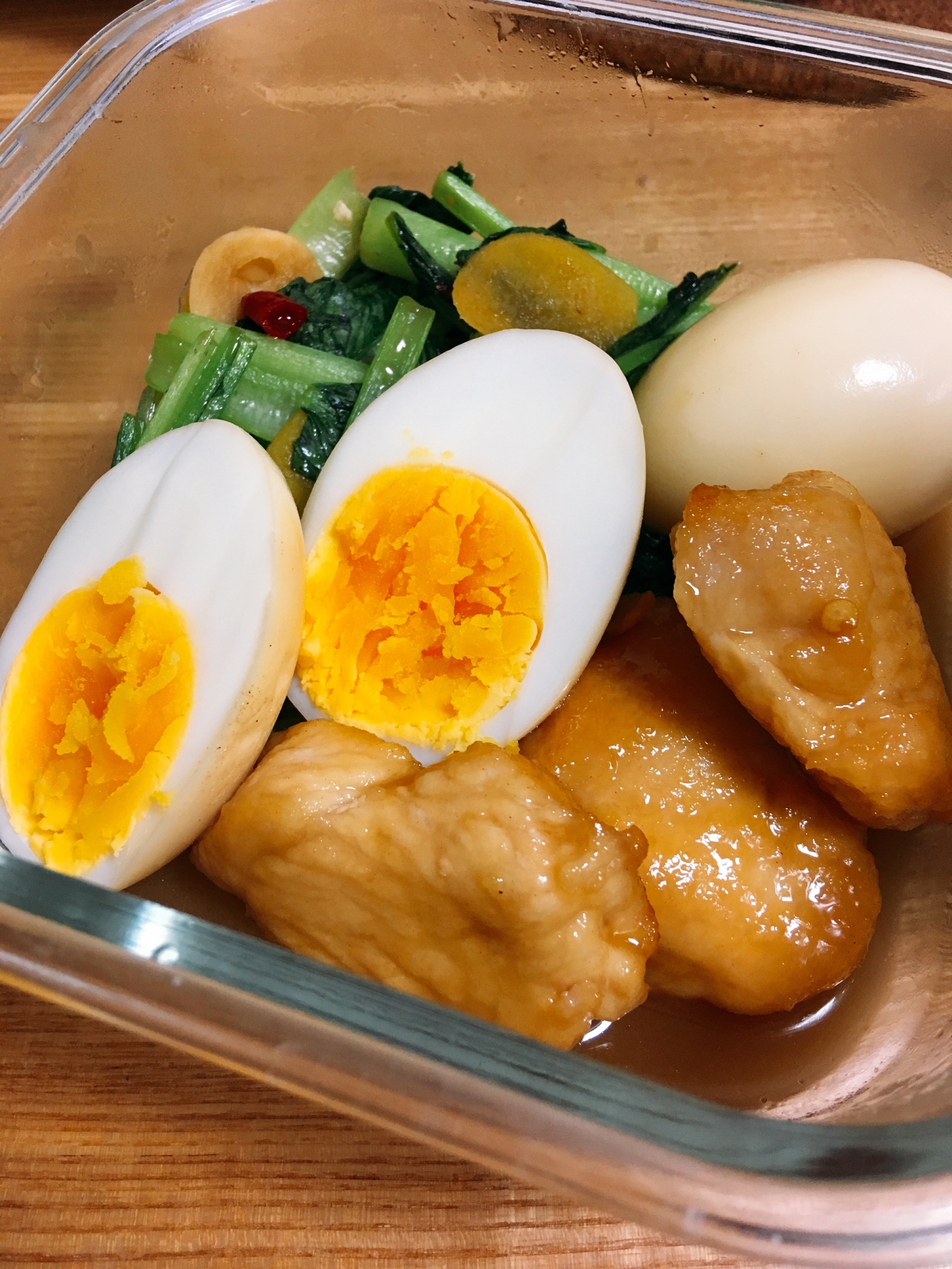 簡単おかず☆鶏と小松菜のピリ辛煮