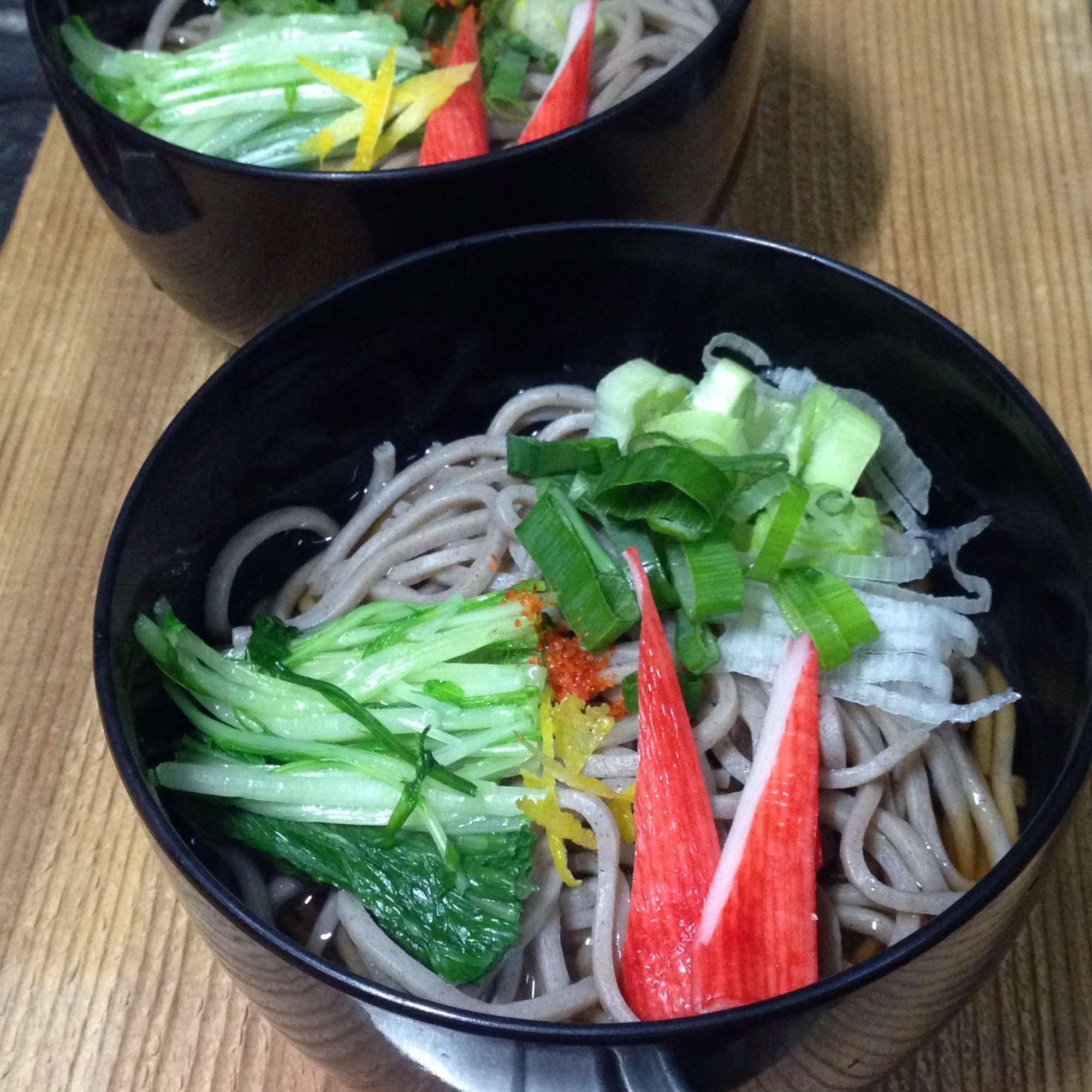 水菜とカニかまde年越しそば♪