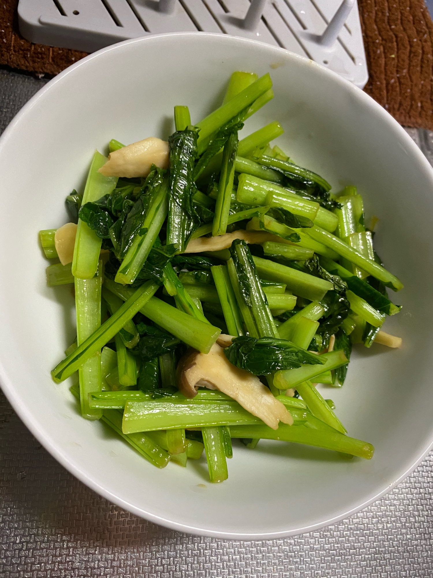 小松菜とエリンギのガリバタ醤油