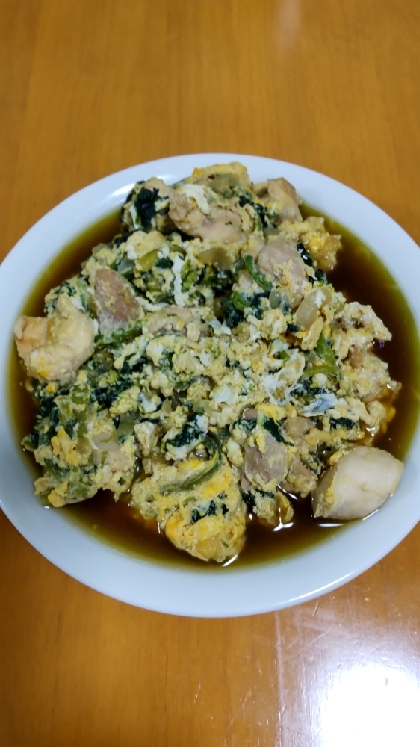 ほうれん草入りの親子丼は初めて作りました。ほんのり甘めの味つけが美味しかったです(^^)