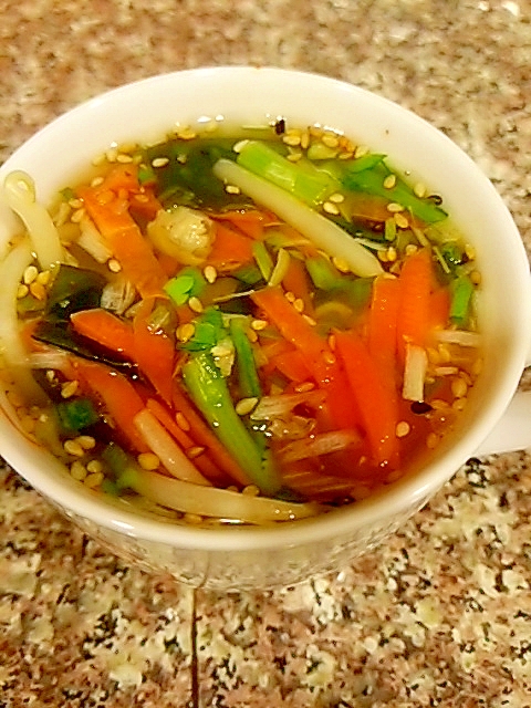 豆腐と春菊のしじみスープ