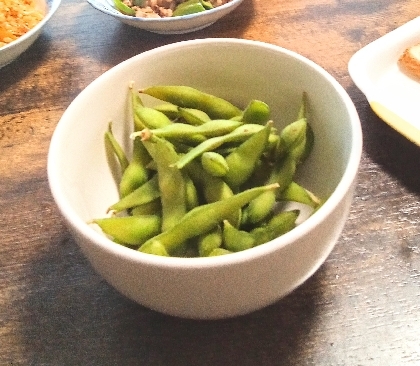 ふっくら。冷凍枝豆の塩茹で