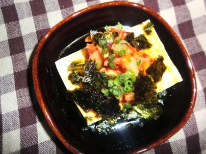 組み合わせばっちりで、美味しかったです（*^^*)
キムチ・韓国海苔でご飯のお共にも良い感じもする冷奴♪
ご馳走様です♪