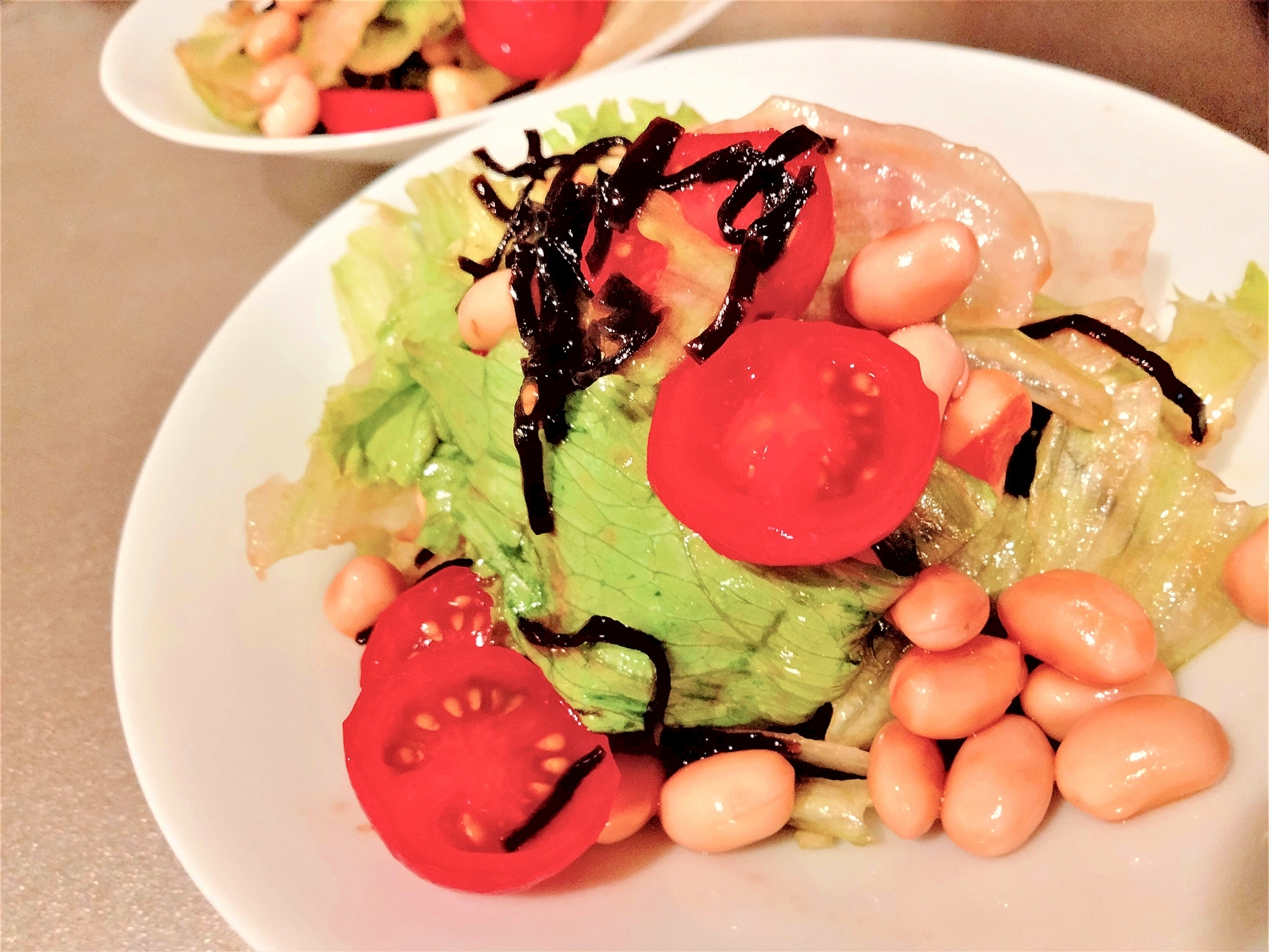 【簡単】お豆と塩昆布のチョレギ風サラダ