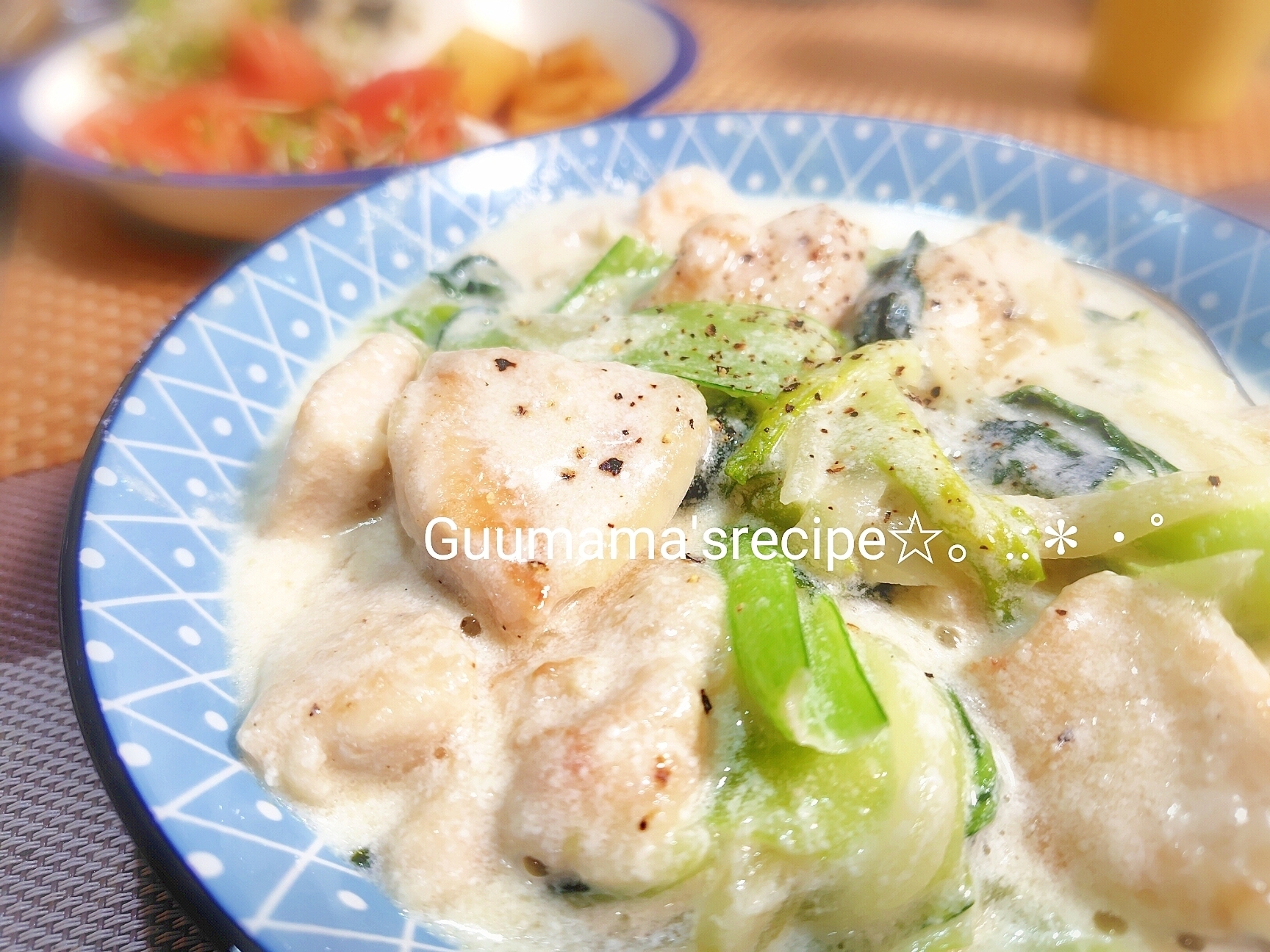 ヘルシー♡簡単♡鶏むね肉とチンゲン菜のクリーム煮