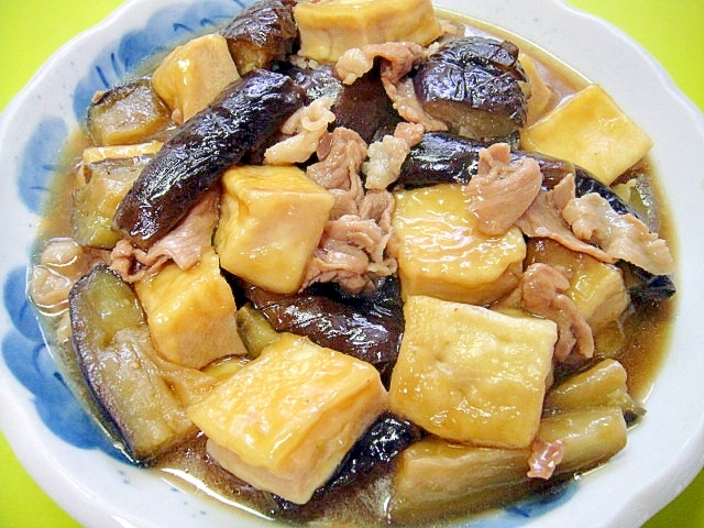 茄子と高野豆腐豚肉の煮物