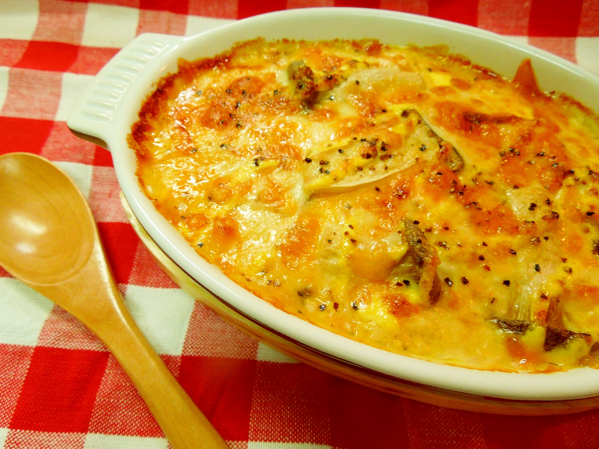 とろ~りヘルシー♪エリンギの豆腐グラタン