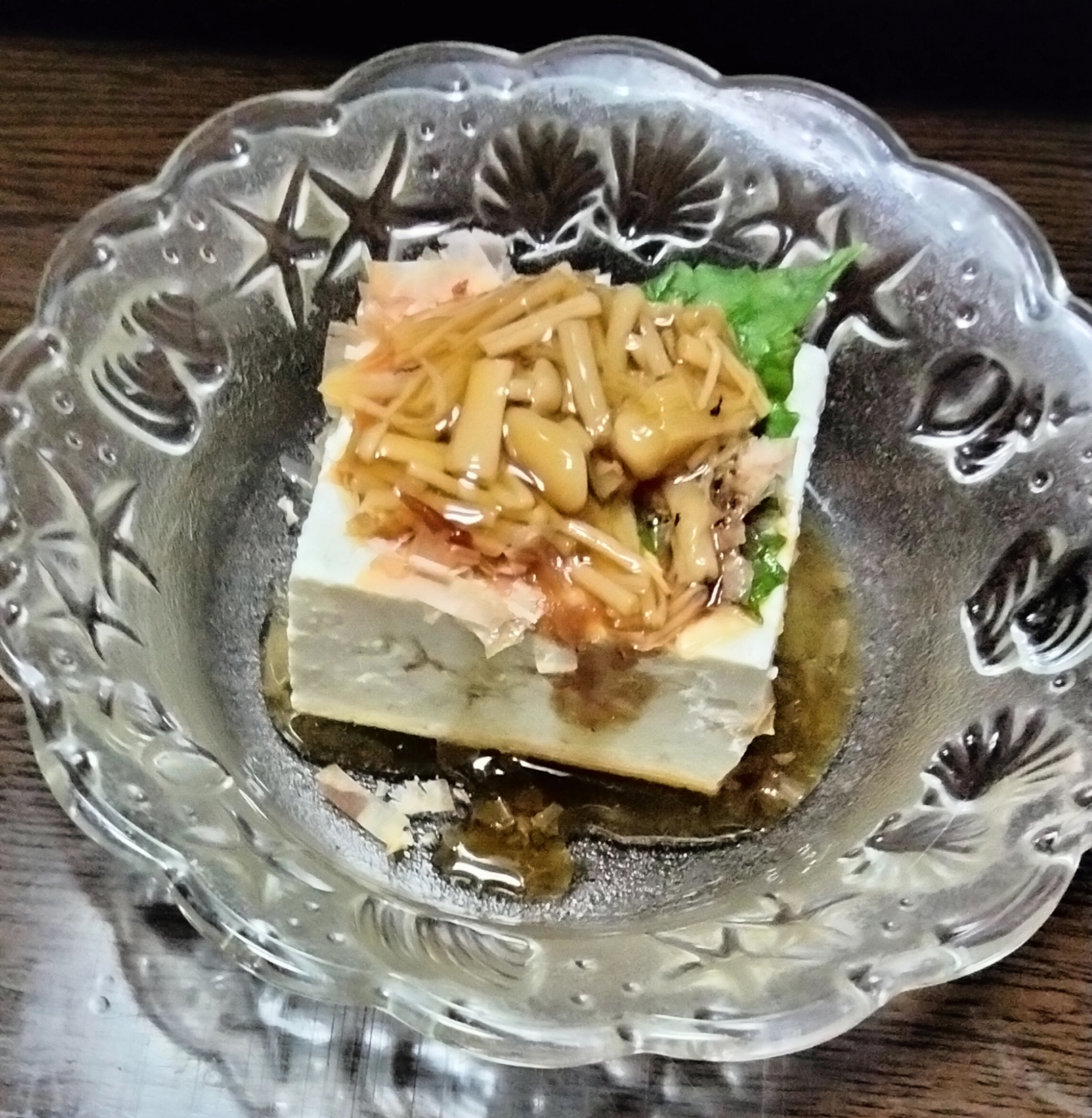 冷奴アレンジ 大葉おかかなめ茸