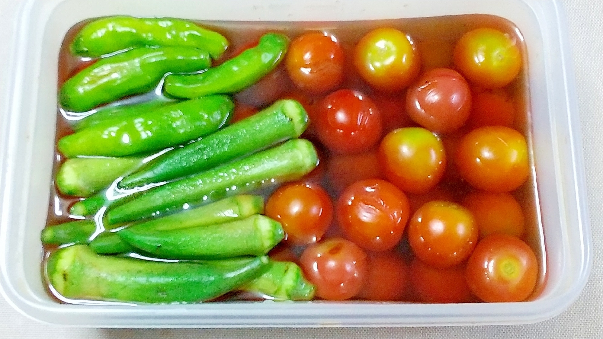 夏の味、ミニトマトとししとう、おくらの焼びたし レシピ・作り方 by