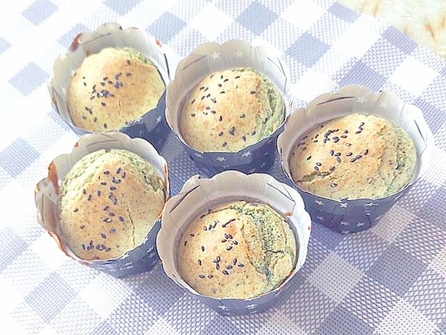蓬の粉末で!あんこ入りふかふかマフィン♪