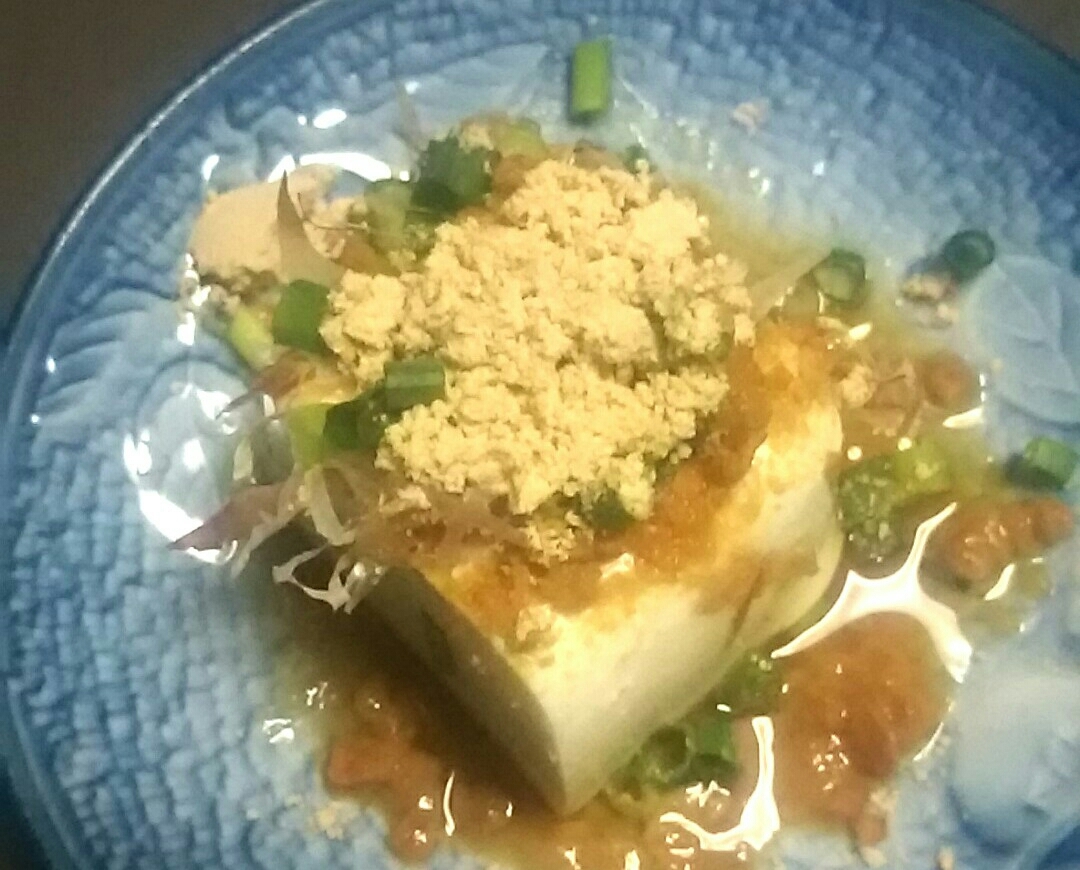 ネギおかか冷奴☆きな粉がけ