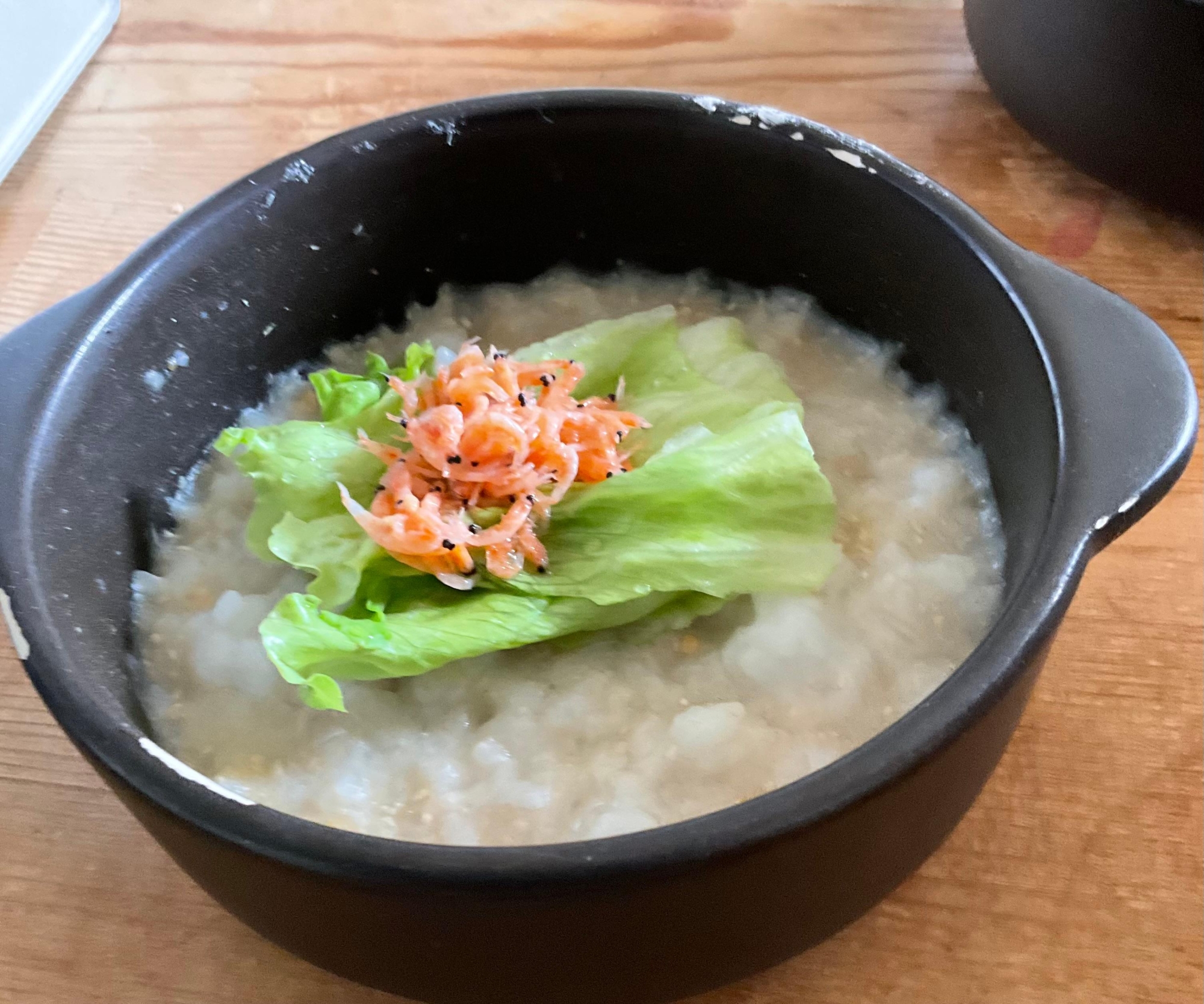 あみえびレタス乗せ♢そば粉入りおじや