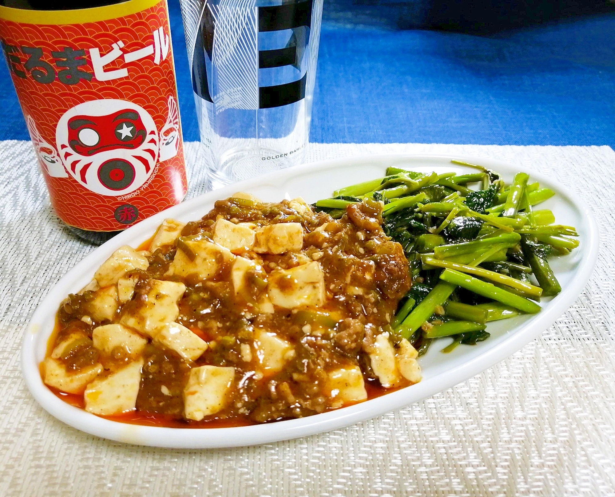 ダブルで美味しい！麻婆豆腐と空心菜炒めの合い盛り