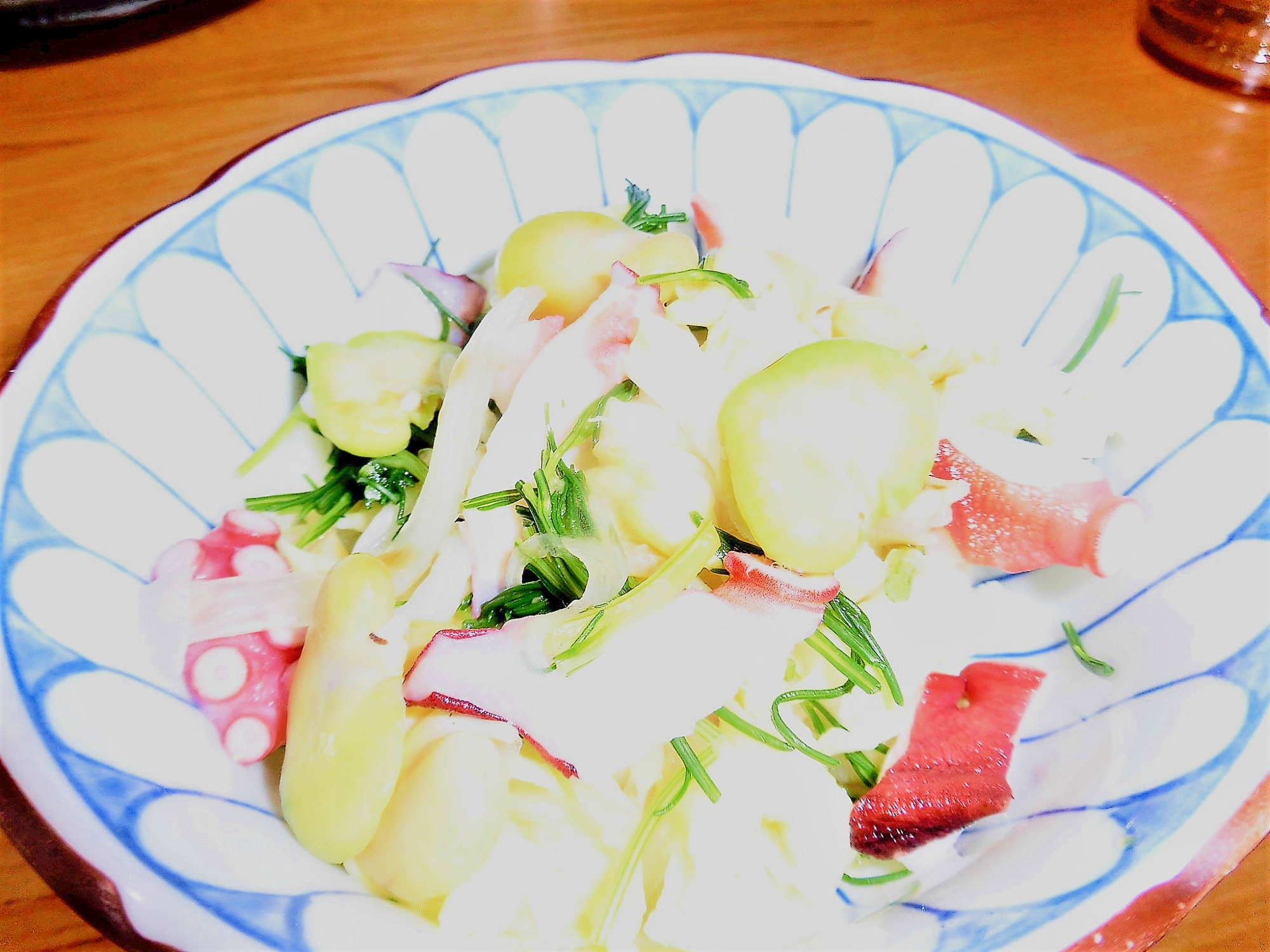 蛸とソラマメ水菜サラダ