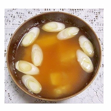 木綿豆腐と長ネギの冷やし味噌汁